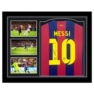 Framed Lionel Messi Signed FC Barcelona Shirt - Champions League Moment