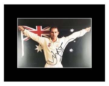 Signed Justin Langer Australia Photo Display