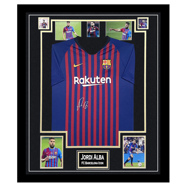 Signed Jordi Alba Shirt Framed - Barcelona Icon