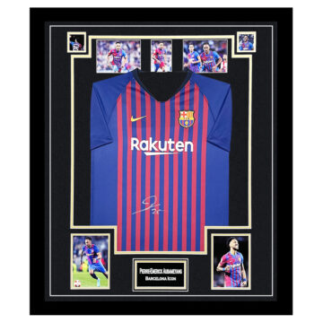 Signed Pierre Emerick Aubameyang Shirt Framed - Barcelona Icon