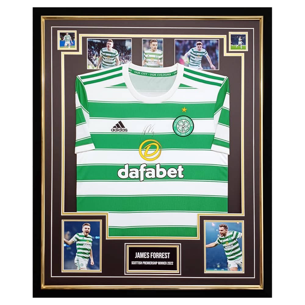 Signed James Forrest Shirt Framed - Scottish Premiership Winner 2022 Jersey