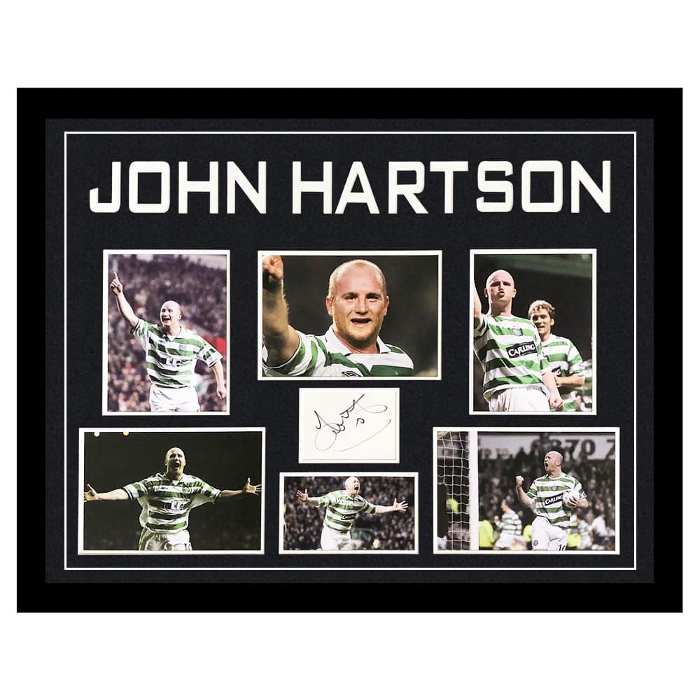 Signed John Hartson Framed Display Large - Celtic Icon Autograph