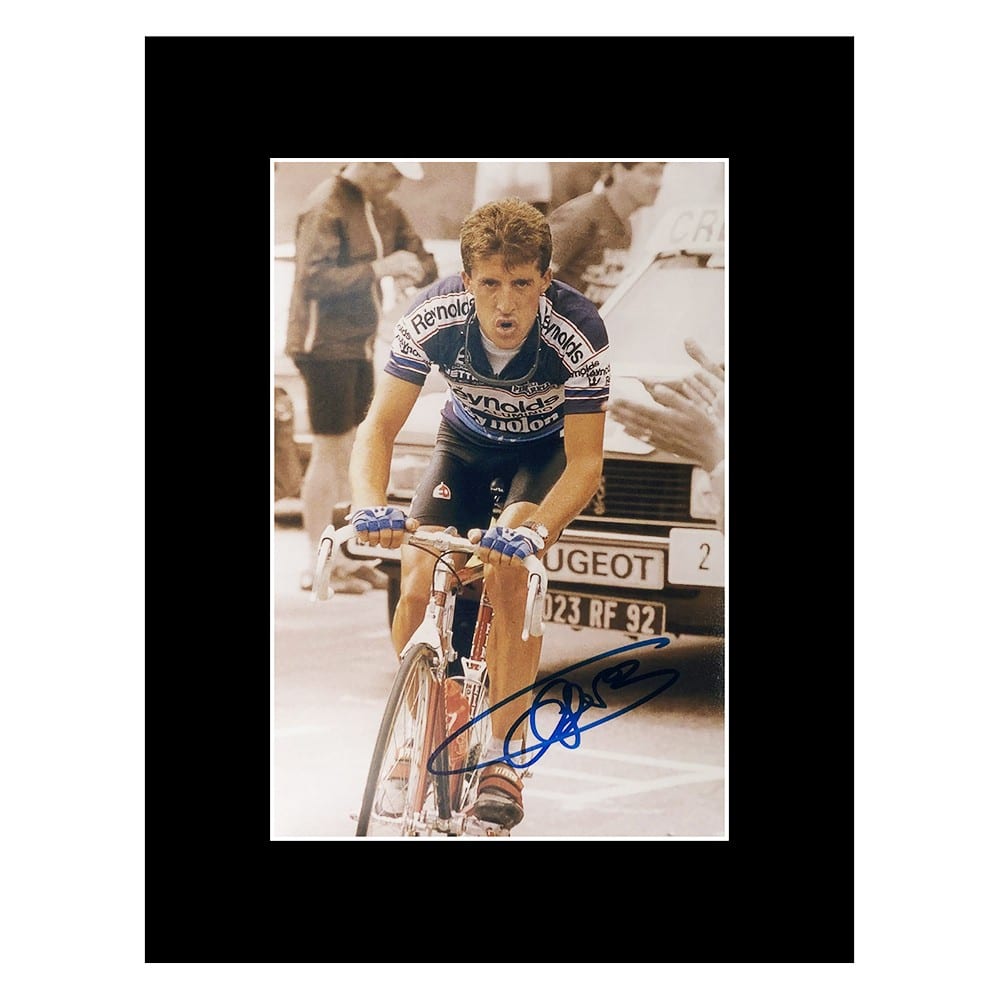 Signed Pedro Delgado Photo Display - 16x12 Cycling Icon Autograph