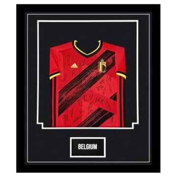 Signed Belgium Shirt Framed - Squad Signed Jersey