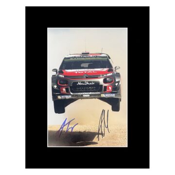 Signed Mikkelsen & Jaeger Photo Display - 16x12 Rally Car Racing Autograph