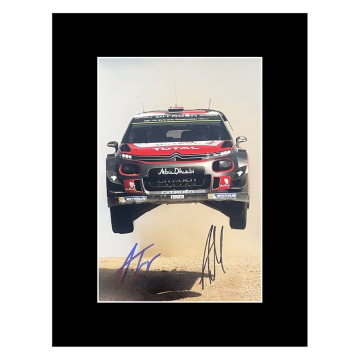 Signed Mikkelsen & Jaeger Photo Display - 16x12 Rally Car Racing Autograph