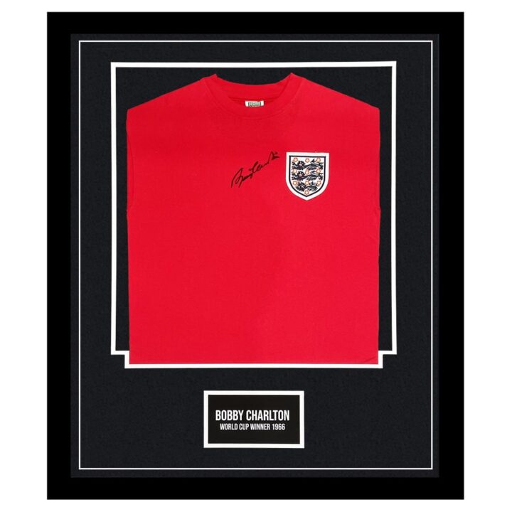 Bobby Charlton Signed Shirt Framed - World Cup Winner 1966 Jersey