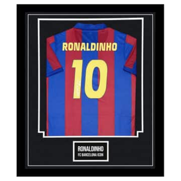 Signed Ronaldinho FC Barcelona Shirt Framed