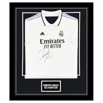 Signed Roberto Carlos Framed Shirt - Real Madrid Icon