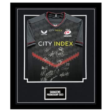 Signed Saracens Framed Shirt - Premiership Rugby Squad 2023