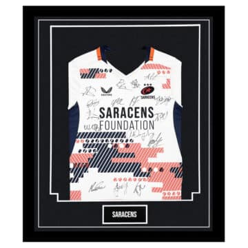 Signed Saracens Team Framed Shirt - Away Squad Autograph