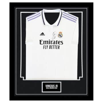 Signed Vinicius Jr Framed Shirt - Real Madrid Home 2023