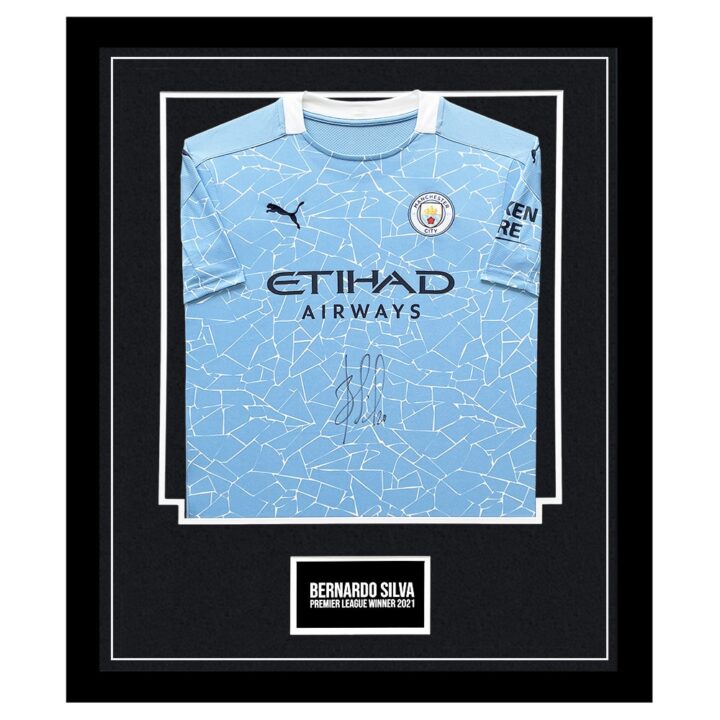 Signed Bernardo Silva Framed Shirt - Premier League Winner 2021