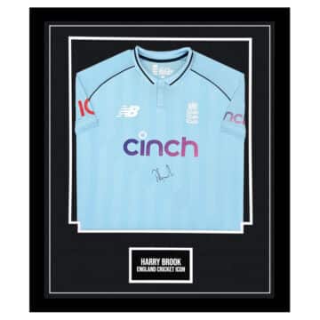 Signed Harry Brook Framed ODI Shirt - England Cricket Icon