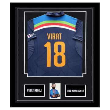Signed Virat Kohli Framed Display - CWC Winner 2011 Shirt