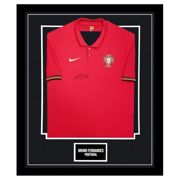 Signed Bruno Fernandes Framed Shirt – Portugal Icon