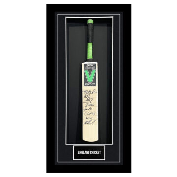 Signed England Cricket Framed Bat - Squad Autograph