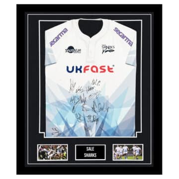 Signed Sale Sharks Framed Away Shirt - Premiership Squad Autograph