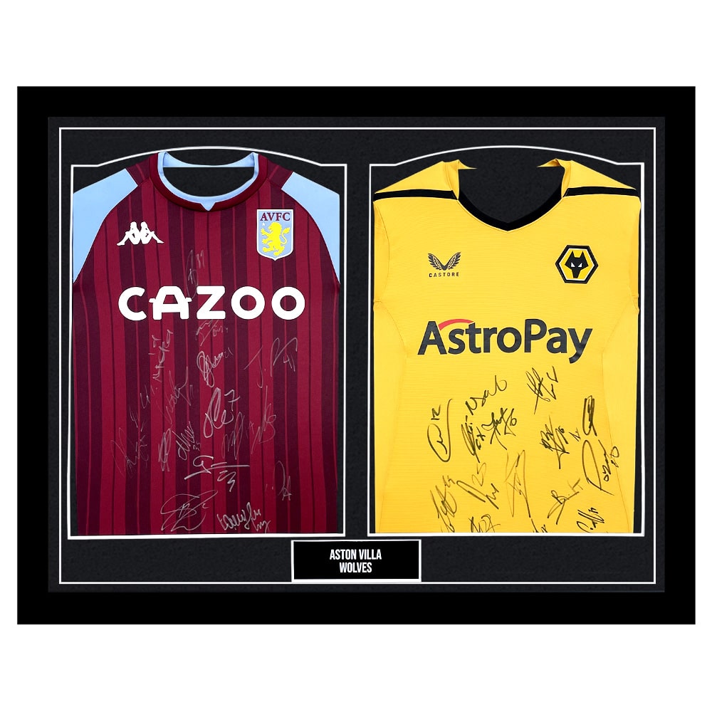 Signed Aston Villa & Wolves Framed Duo Shirts - Squad Autograph