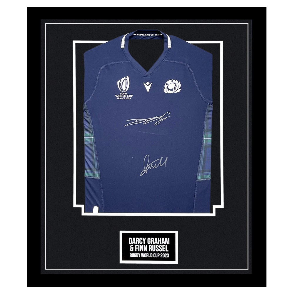 Signed Darcy Graham & Finn Russell Framed Shirt - Rugby World Cup 2023