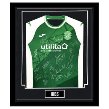 Signed Hibernian FC 'Hibs' Framed Shirt - Premiership Squad Autograph