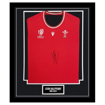 Signed Leigh Halfpenny Framed Wales Shirt - RWC 2023 Icon
