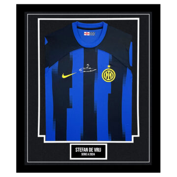 Signed Stefan De Vrij Framed Shirt - Serie A 2024 Autograph