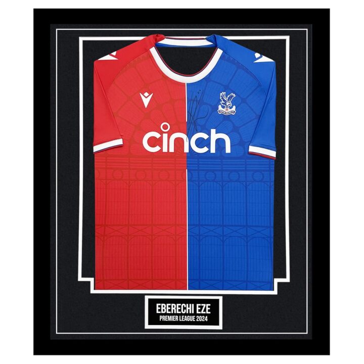 Signed Eberechi Eze Crystal Palace Framed Shirt - Premier League 2024
