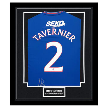 Signed James Tavernier Framed Rangers Shirt - Scottish Premiership 2024