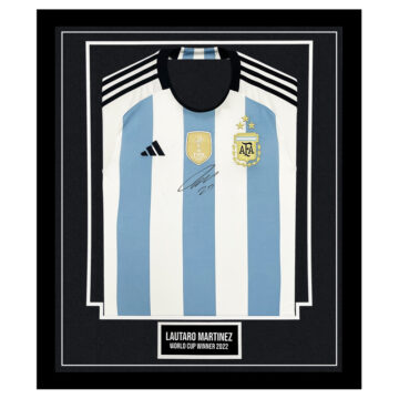 Signed Lautaro Martinez Framed Shirt - World Cup Winner 2022