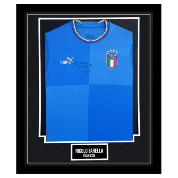 Signed Nicolo Barella Framed Shirt - Italy Icon Autograph