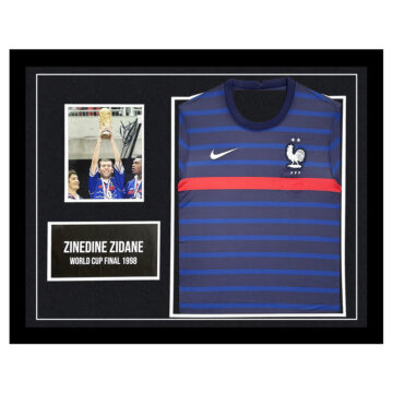 Signed Zinedine Zidane Framed Display Shirt - World Cup Winner 1998