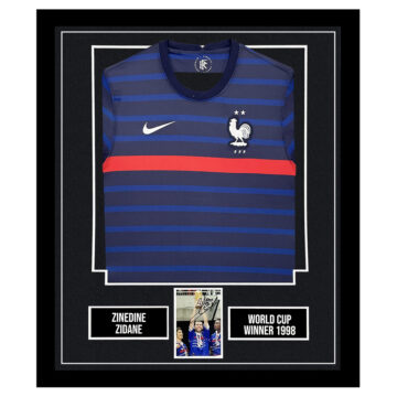 Signed Zinedine Zidane Framed Display Shirt - World Cup Winner 1998