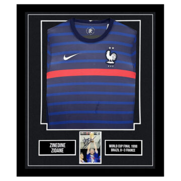 Zinedine Zidane Signed Framed Display Shirt - France vs Brazil 1998