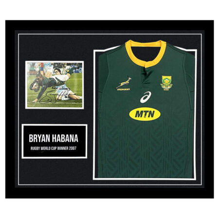 Signed Bryan Habana Framed Display Shirt - RWC Winner 2007