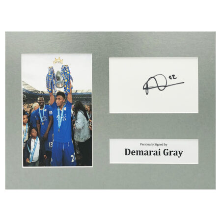 Signed Demarai Gray Photo Display - 12x8 Premier League Winner 2016