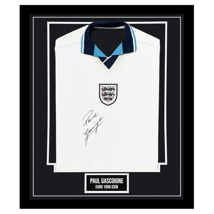 Signed Paul Gascoigne Framed Shirt - Euro 1996 Icon Autograph