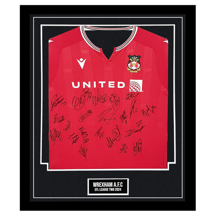 Signed Wrexham A.F.C. Framed Home Shirt - EFL League Two 2024