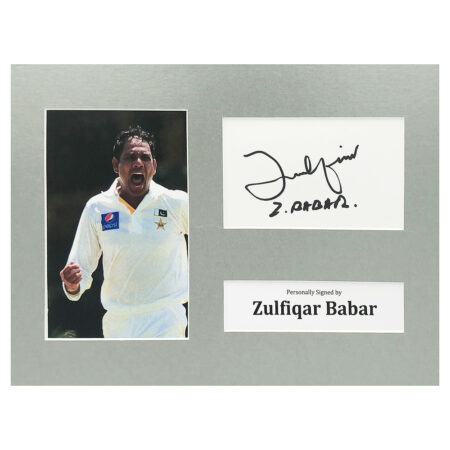 Signed Zulfiqar Babar Photo Display - 12x8 Pakistan Cricket Icon