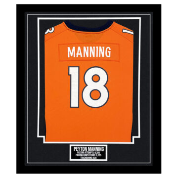 Unsigned Peyton Manning Framed Denver Broncos Shirt - Career Stats