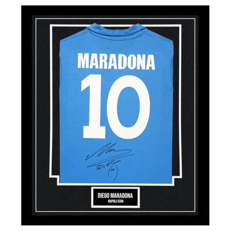 Signed Diego Maradona Framed Shirt - Napoli Icon Autograph