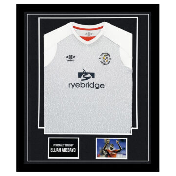 Signed Elijah Adebayo Framed Display Shirt - Luton Town Autograph