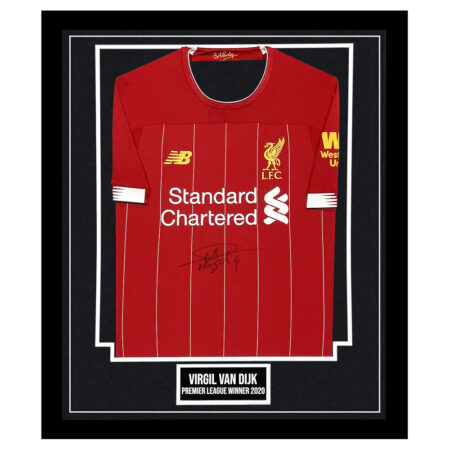 Signed Virgil van Dijk Framed Shirt - Premier League Champion 2019