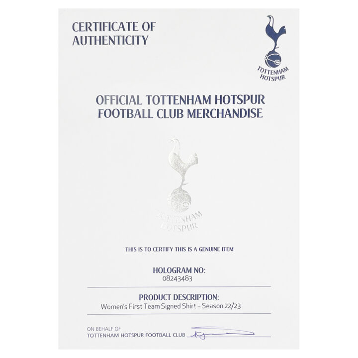 Signed Tottenham Hotspur F.C. Shirt - Women's Super League Squad