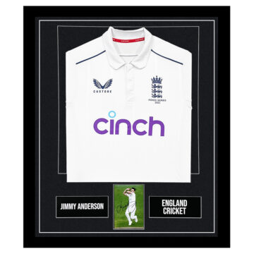 Jimmy Anderson Signed Framed Display Shirt - England Cricket Autograph