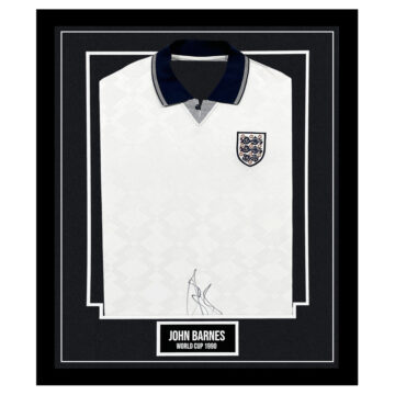 Signed John Barnes Framed England Shirt - World Cup 1990