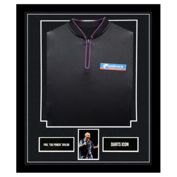 Signed Phil 'The Power Taylor Framed Display Shirt - Darts Icon Autograph