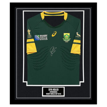 Signed Siya Kolisi Framed Springboks Shirt - Rugby World Cup 2015