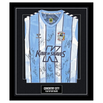 Signed Coventry City Framed Shirt - 'Play Up Sky Blues'