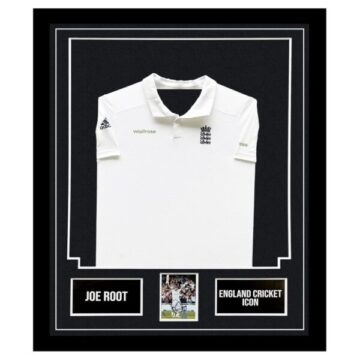 Signed Joe Root Framed Display - England Cricket Icon Shirt